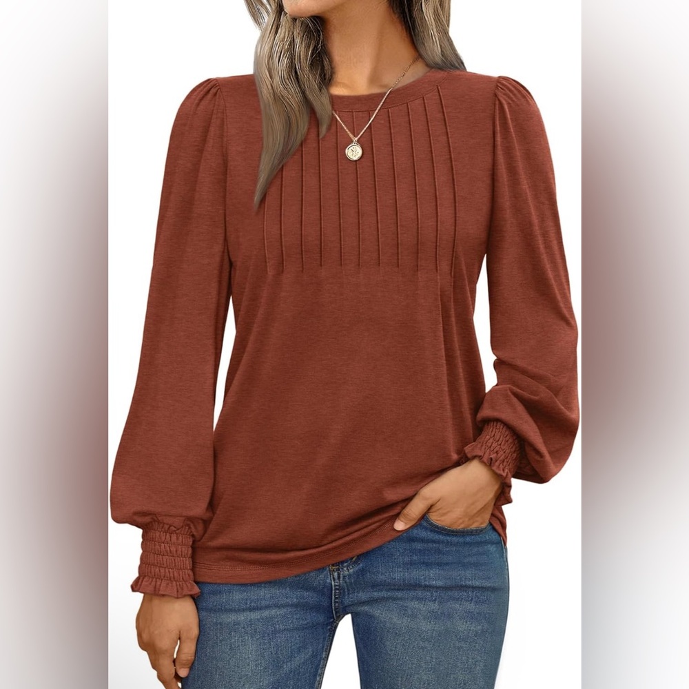 NWT Long Sleeve Business Casual Pleated Blouse